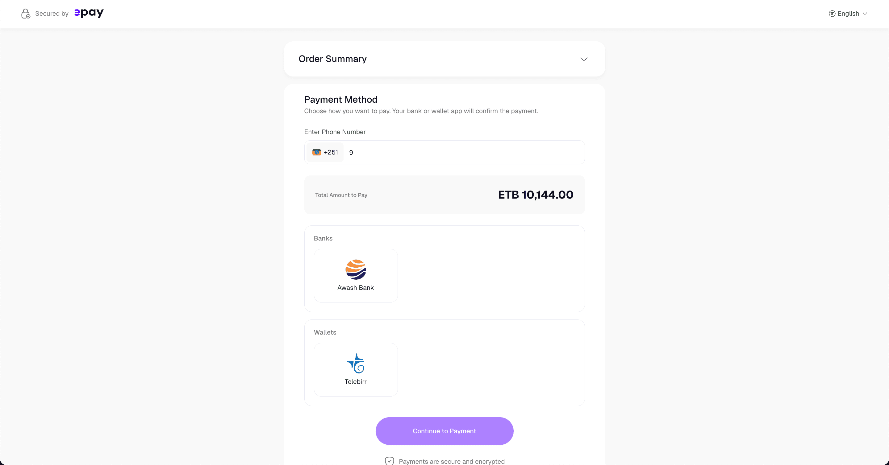 Checkout page